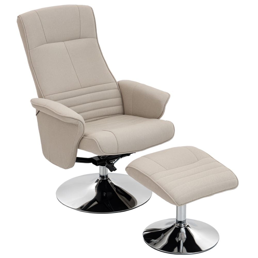 Fauteuil relax pivotant 360° tissu beige