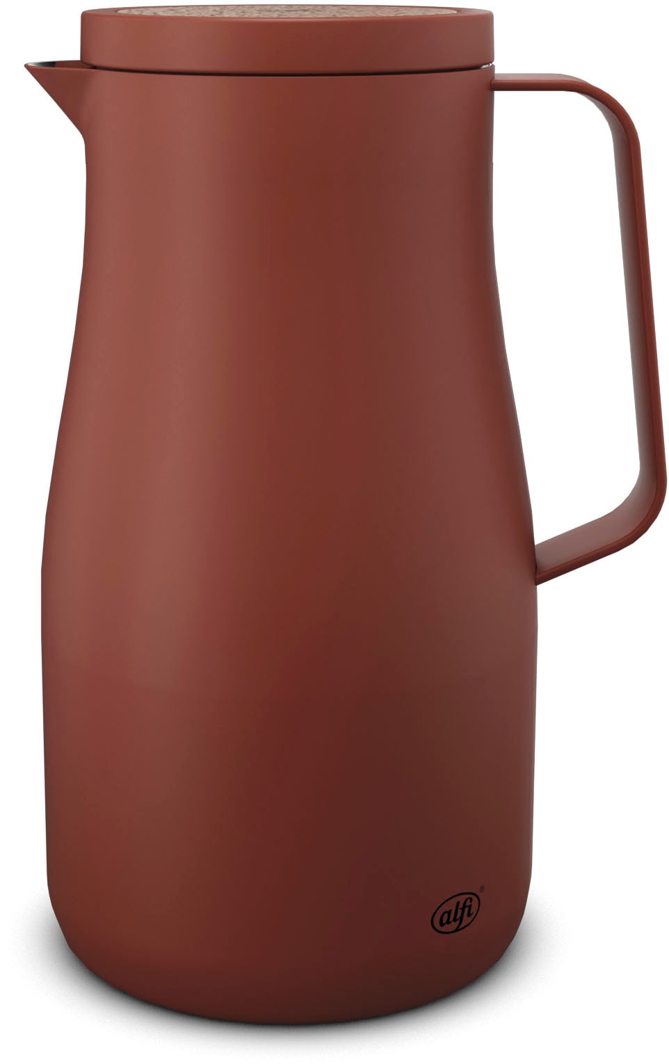 Isolierkanne ALFI "STUDIO TEA, aus doppelwandigem Edelstahl", spicy rot, B:12cm H:22,4cm Ø:14cm, Edelstahl, Kunststoff, Silikon, Kannen, Isolierkanne, 12h heiß & 24h kalt, ergonomischer Griff, große Öffnung