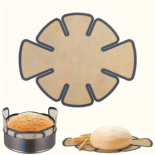 Antihaftbeschichtete Silikon-Backmatte – wiederverwendbare, lebensmittelechte, runde Teigmatte mit rutschfesten Rändern, geeignet für Challah-Brot und selbstgebackenes Brot, passend für Image