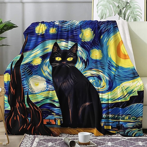 Tapisserie Fleecedecken Überwurfdecke für die Couch Katze 3D Fantasie Schlafzimmer Sofa Bett Dekorative Decke Warme Decke Wohndeko Image