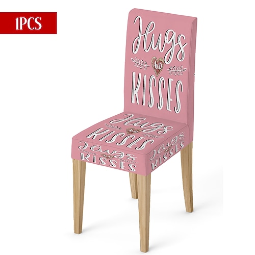 Valentinstag-Stuhlhusse aus Stretchmaterial, schwarz-weiß kariert, mit Herz- und Schleifenmotiv, waschbar, für Esszimmer, Küche, Zuhause, Restaurant oder Winter, 1/4/6 Stück Image