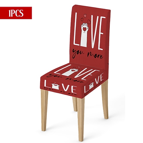 Valentinstag-Stuhlhusse aus Stretchmaterial, schwarz-weiß kariert, mit Herz- und Schleifenmotiv, waschbar, für Esszimmer, Küche, Wohnzimmer, Restaurant oder andere Winterdekoration, 1/4/6 Stück Image
