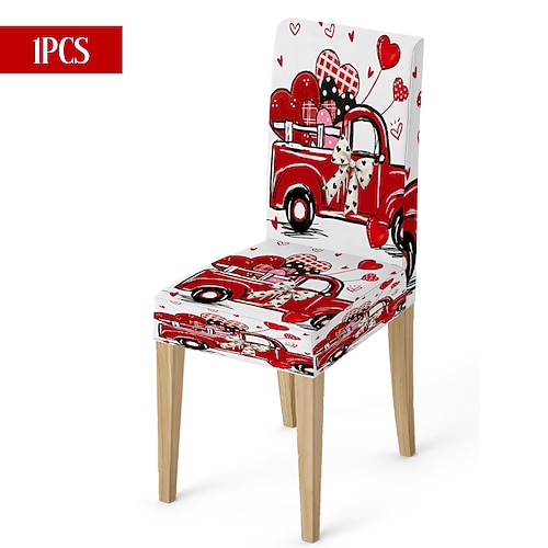 Valentinstag-Stuhlhusse aus Stretchmaterial, schwarz-weiß kariert, mit Herz- und Schleifenmotiv, waschbar, für Esszimmer, Küche, Wohnzimmer, Restaurant oder andere Winterdekoration, 1/4/6 Stück