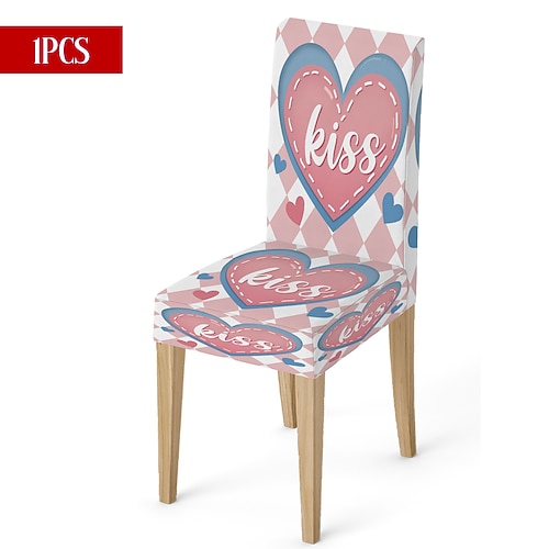 Valentinstag-Stuhlhusse aus Stretchmaterial, schwarz-weiß kariert, mit Herz- und Schleifenmotiv, waschbar, für Esszimmer, Küche, Wohnzimmer, Restaurant oder andere Winterdekoration, 1/4/6 Stück