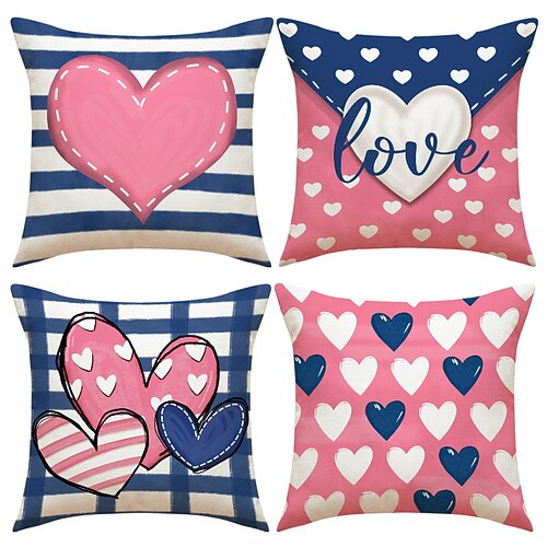 Valentinstag-Kissenbezug mit Herzmuster, Dekokissen für Sofa, Schlafzimmer und Wohnzimmer – perfekt für eine romantische Atmosphäre, gemütliches Akzentkissen für die Wohnung. Image