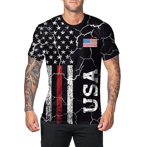 American 250 Patriotisch USA Flagge 250 Jahre 1776 Karneval T-Shirt Neuheit Lustig Erwachsene Herren Fünfhundertjahrfeier Unabhängigkeitstag / 4. Juli 4. Juli Lässig Party Einfaches Karnevalskostüm Image