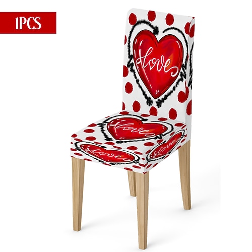 Valentinstag-Stuhlhusse aus Stretchmaterial, schwarz-weiß kariert, mit Herz- und Schleifenmotiv, waschbar, für Esszimmer, Küche, Wohnzimmer, Restaurant oder andere Winterdekoration, 1/4/6 Stück
