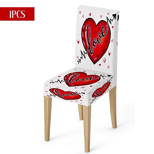 Valentinstag-Stuhlhusse aus Stretchmaterial, schwarz-weiß kariert, mit Herz- und Schleifenmotiv, waschbar, für Esszimmer, Küche, Wohnzimmer, Restaurant oder andere Winterdekoration, 1/4/6 Stück