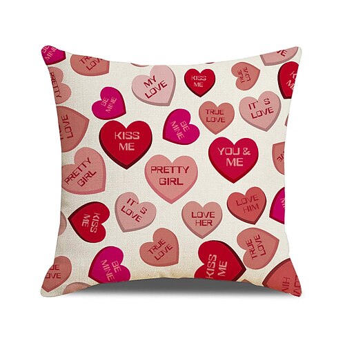 Kissenbezug zum Valentinstag, Kissen mit rotem Herz- und Buchstabenprint, Sofa, Wohnzimmer, Schlafzimmer, weiches Kissen für Bett, Büro, dekorative Rückenlehne, Lendenwirbelstütze