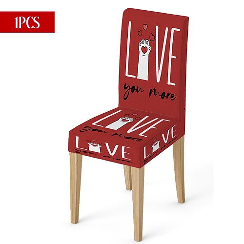Valentinstag-Stuhlhusse aus Stretchmaterial, schwarz-weiß kariert, mit Herz- und Schleifenmotiv, waschbar, für Esszimmer, Küche, Wohnzimmer, Restaurant oder andere Winterdekoration, 1/4/6 Stück Image