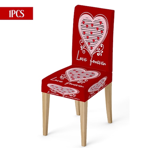 Valentinstag-Stuhlhusse aus Stretchmaterial, schwarz-weiß kariert, mit Herz- und Schleifenmotiv, waschbar, für Esszimmerstühle, Esszimmerstühle, Küchen und Wohnzimmer, geeignet für den Winter, 1/4/6