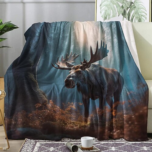 Tapisserie Decke Fleecedecken Rentier 3D Fantasie Schlafzimmer Sofa Bett Dekorative Decke Warme Decke Wohndeko Image