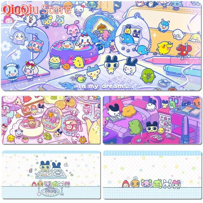 Leder-Schreibtischunterlage, Schutzfolie, japanischer Anime, T-Tamagotchi, Y2K-Mauspad, Büro-Schreibtischunterlage, wasserdicht, rutschfest, PU-Schreibtischunterlage Image