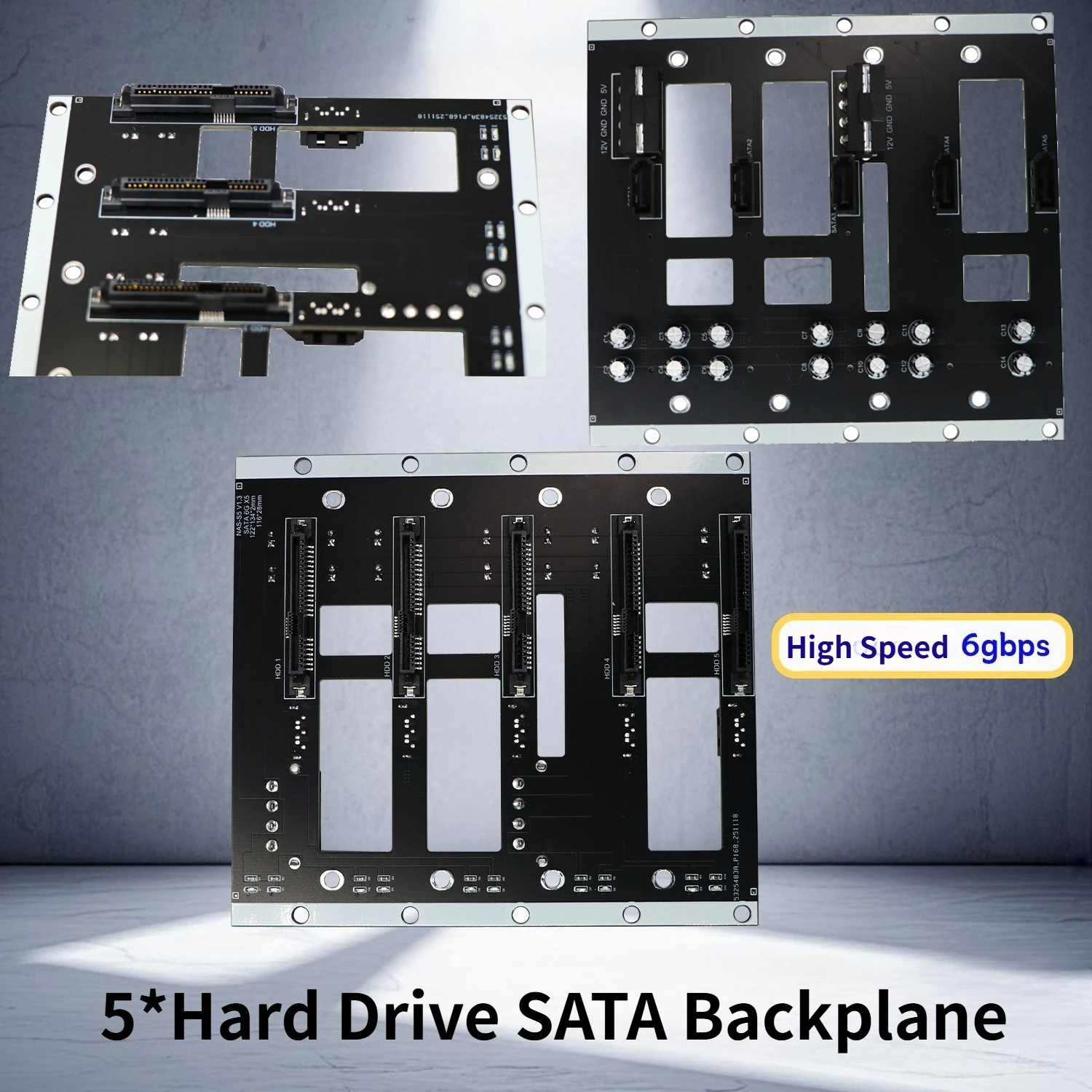 Hochgeschwindigkeits-6G-SATA-Erweiterungskarte Backplane NAS-S5 Gehäuszubehör SATA 5-Ports Festplatte HDD SSD-Karte für PC NAS & Server Image