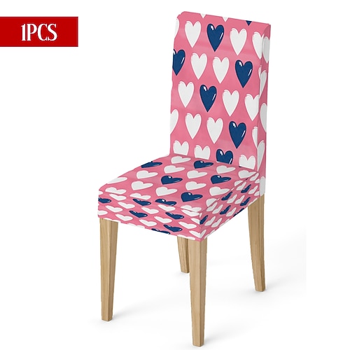 Valentinstag-Stuhlhusse aus Stretchmaterial, schwarz-weiß kariert, mit Herz- und Schleifenmotiv, waschbar, für Esszimmer, Küche, Zuhause, Restaurant oder Winter, 1/4/6 Stück Image