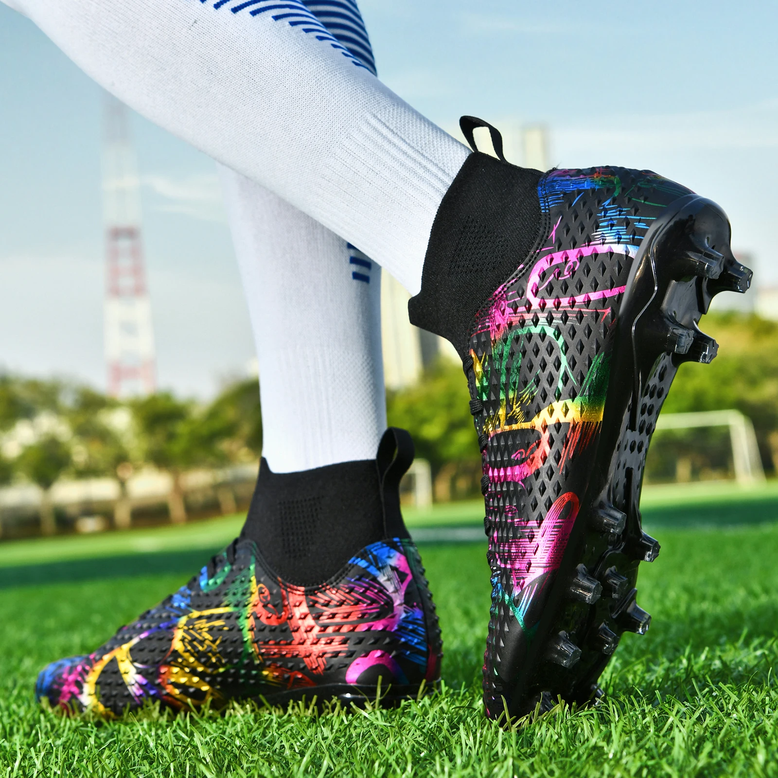 Neue High-Top-Studenten-Outdoor-Sportschuhe, spezieller Fußballschuh, Studentenwettbewerbe, Teenager, Training, Fußballschuhe, Größe 31–40 #