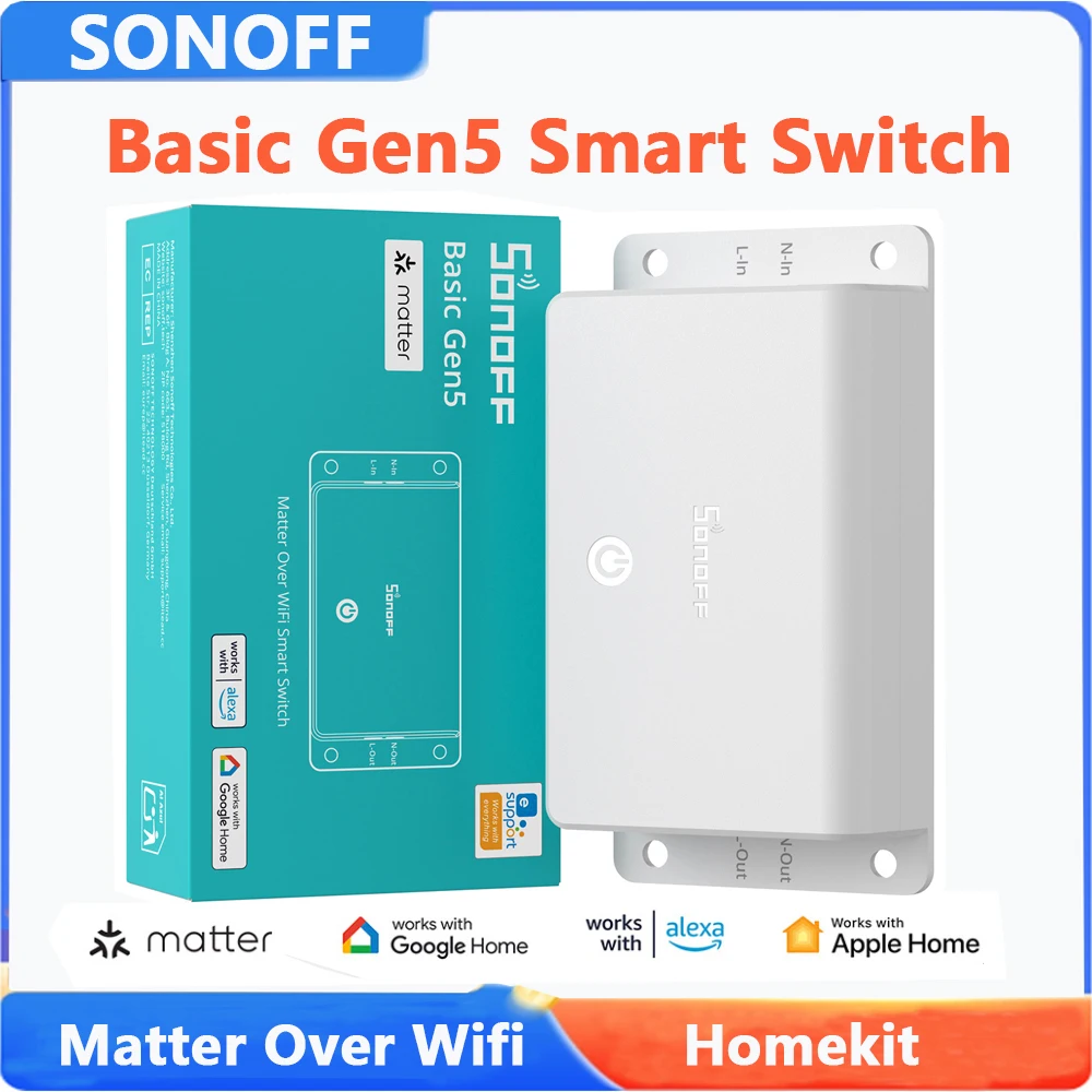 SONOFF Basic Gen5 Matter Over WiFi Smart Switch BASIC-1GS Smart Home Timer EIN/AUS Smart Switch Modul Funktioniert mit Alexa Homekit Image