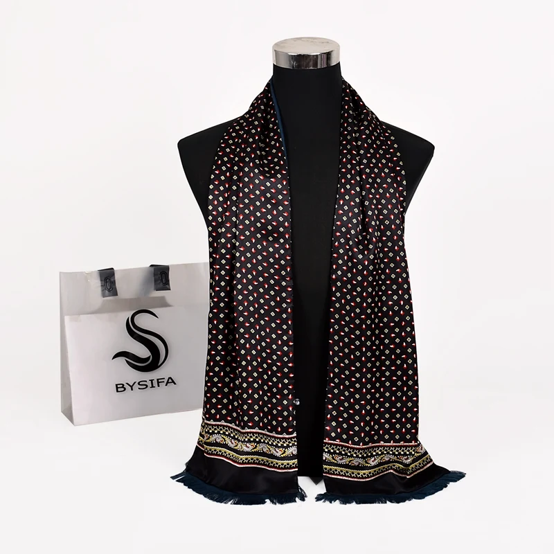 [BYSIFA] Nuova sciarpa di seta maschile marrone cravatta addensare moda grado superiore 100% seta uomo sciarpa al collo sciarpe lunghe invernali cravatte 165 * 24 cm