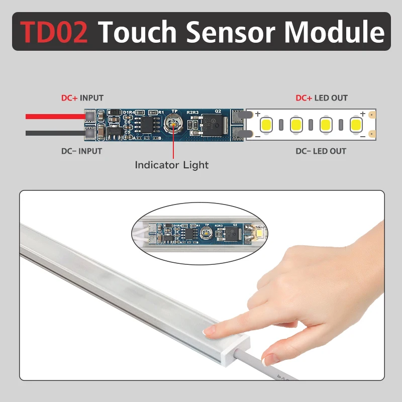LED licht touch sensor schalter 12V 24V 8A 96W kabinett licht touch sensor dimmer