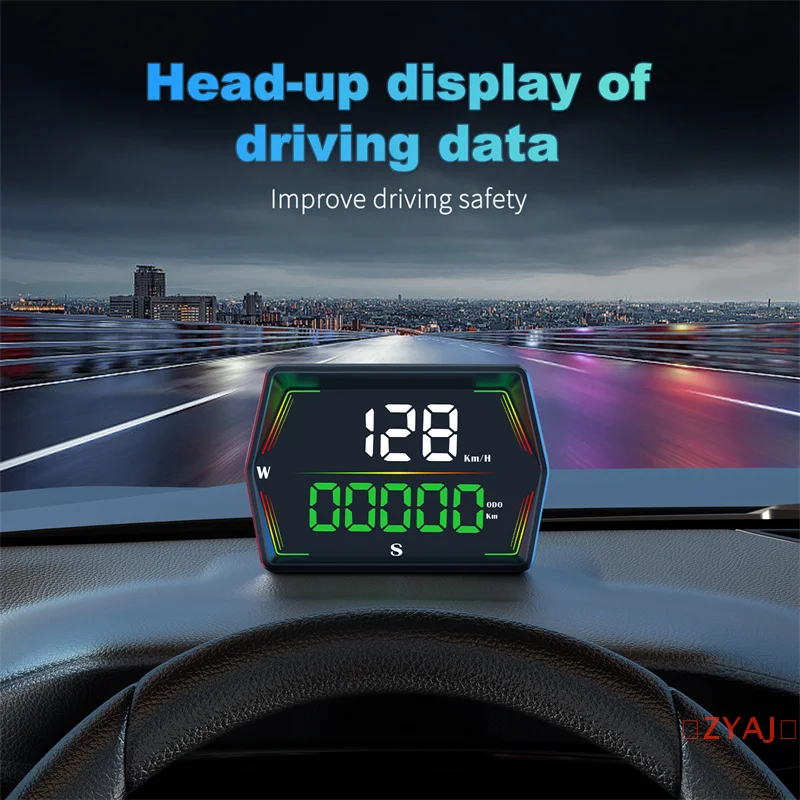 〔ZYAJ〕G21 HUD GPS Speedometer For All Cars Big Digital Speed Display Overspeed Alarm Compass Time Head Up Display〔ZYAJ〕