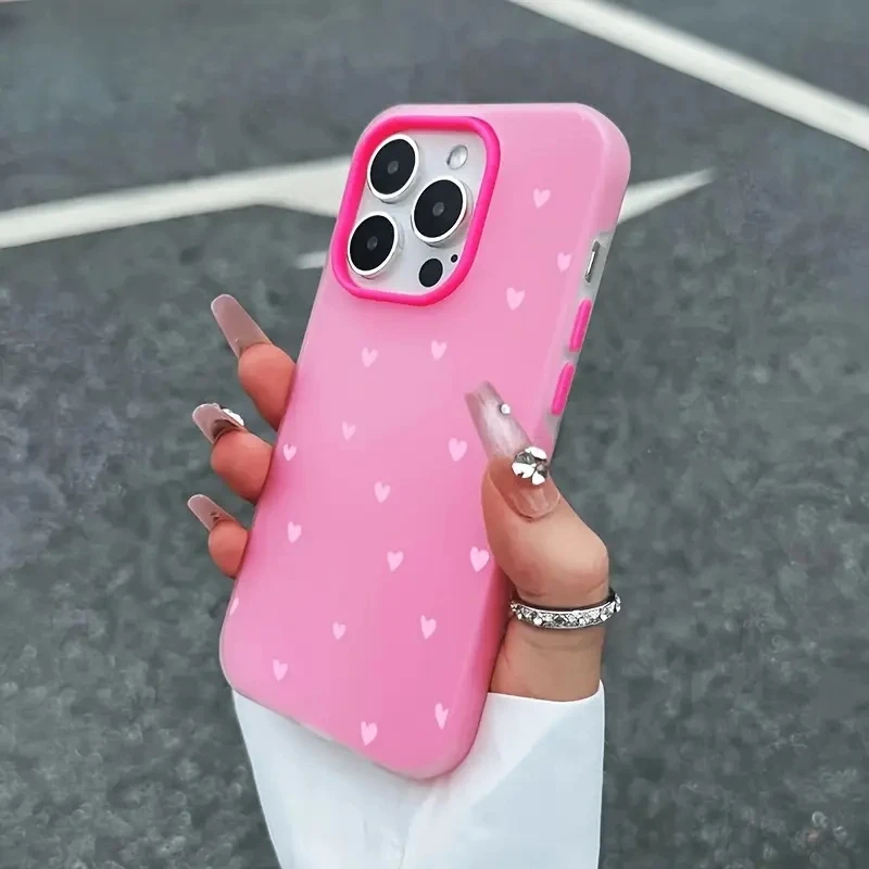 Custodia per telefono color gelatina con cuore rosa fresco piccolo per iPhone 17 16 11 12 13 14 15 Pro Max Air Custodie per iPhone 16 15 14 Plus Cover