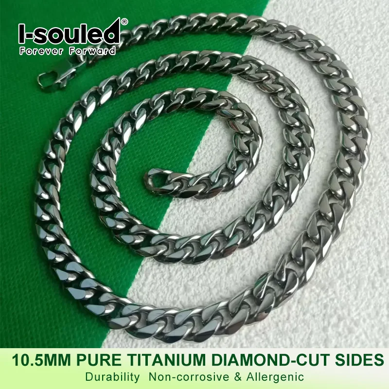 10,5 mm sechsseitige kubanische Halskette aus reinem Titan, polierter Stein, gewaschener modischer Schmuck für Liebhaber Image