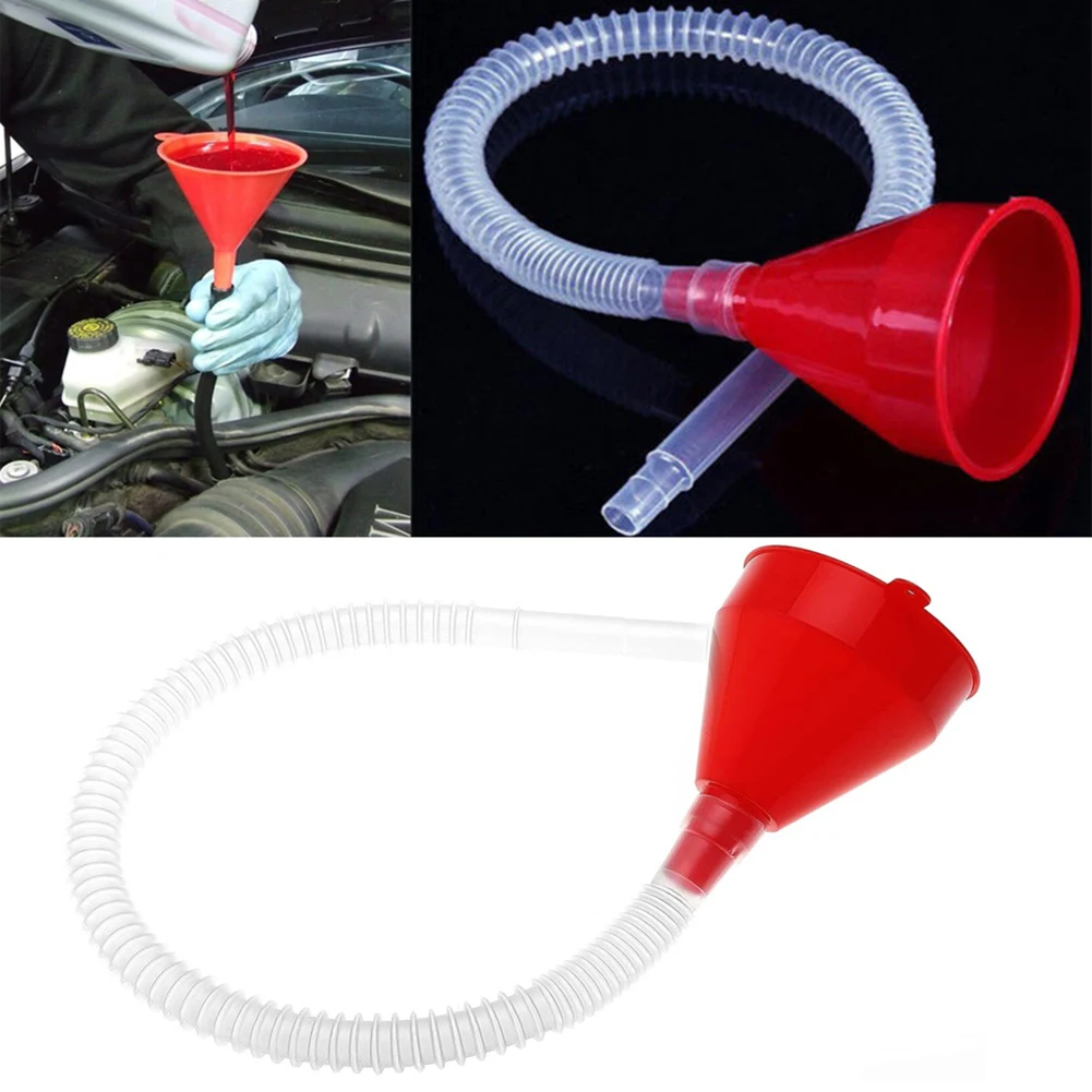 1/2 Stück Auto-Tanktrichter, Teleskopischer Fülltrichter für Auto und Motorrad, Benzin- und Öltrichter mit Abnehmbarem Schlauch Image