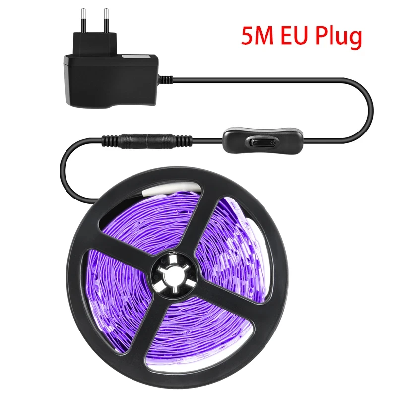 2835 smd UV-Lampe flexibles LED-Band für Glüh fluoreszenz Party UV DC 12V 5m LED-Lichtst reifen ultraviolett 385-400nm Schwarzlicht Image