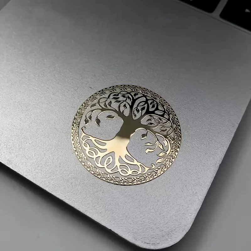 1 Stück/2 Stück selbstklebende Metallaufkleber „Baum des Lebens“ – Handy- und Laptop-Dekoration, exquisites Baum-des-Lebens-Design, langlebige und stilvolle Deko-Accessoires, mit selbstklebenden