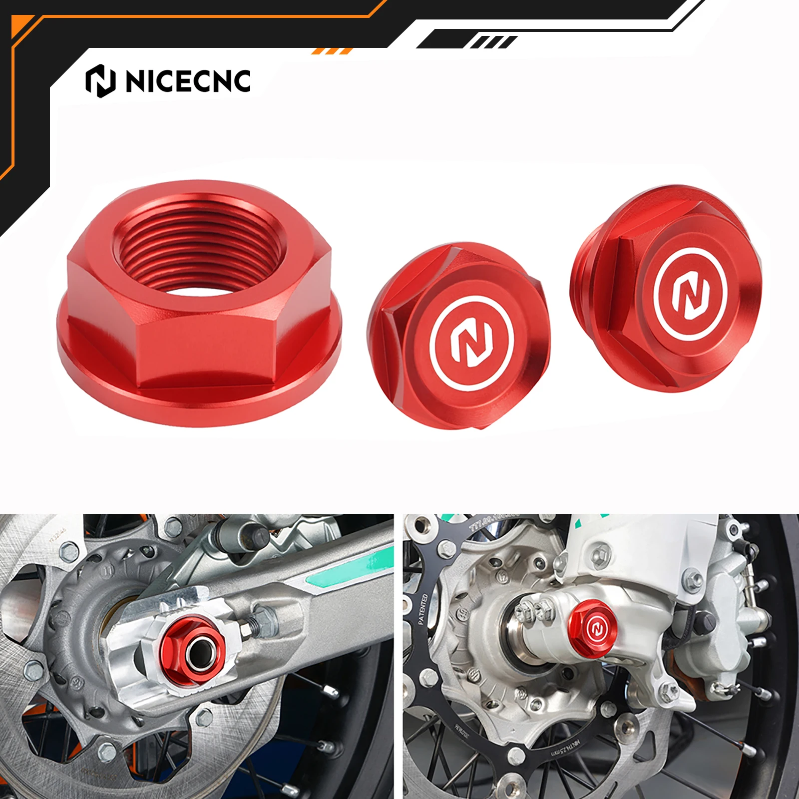NICECNC für Beta RR 300 RR250 RR125 RR200 RR350 RR390 RR430 RR450 RR480 RR490 RR498 RR-S350 Vorder- und Hinterrad-Achsmutter Schraube Bolzen Image
