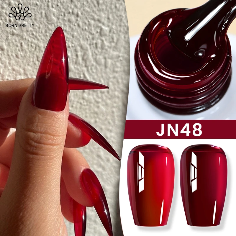 BORN PRETTY 10 ml Blood Red Jelly Transparent Gel Nagellack Weinrot Winterfarbe Semi Permanent Soak Off UV LED Lack Image