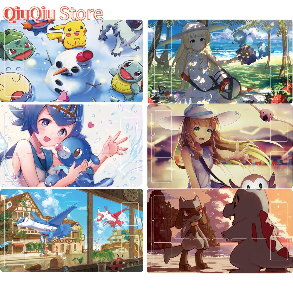 Pokemon Tcg Kartenmatte Lillie Lucario Ash Ketchum 60 x 35 cm Anime-Spielcharaktere selbst gemacht Diy Einzelspieler Kampfkarten Pad Image