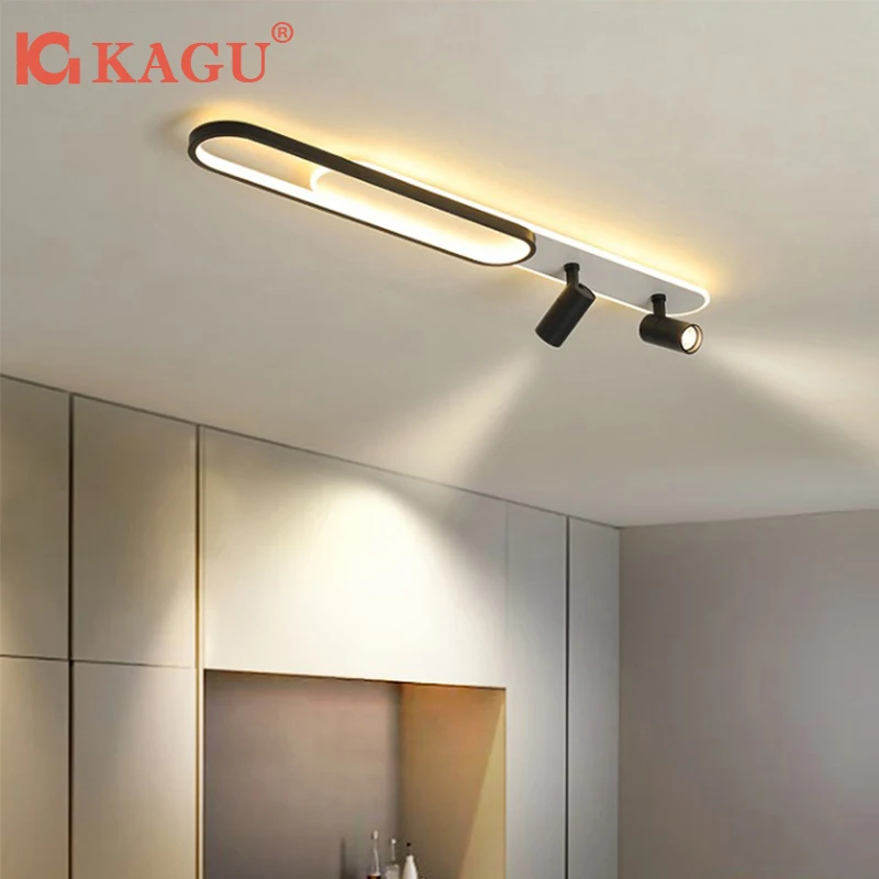 Minimalistische LED-Streifen-Deckenleuchte mit Strahlern – dimmbare Schienenbeleuchtung für Schlafzimmer, Esszimmer, Flur, Aufbauleuchte