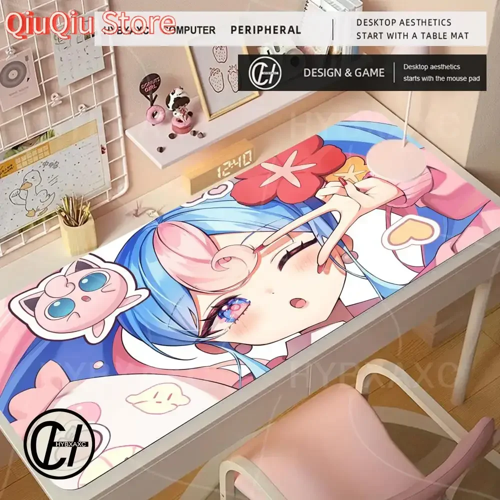 Rosa Kawaii Anime Mädchen Gaming Mauspad Große Gamer Tastatur Schreibtisch Teppich P-Pokemon Jigglypuff Gummi Gaming Notebook PC Mousepad