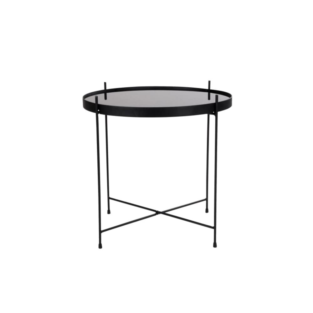 Table basse acier noir et verre ø48cm