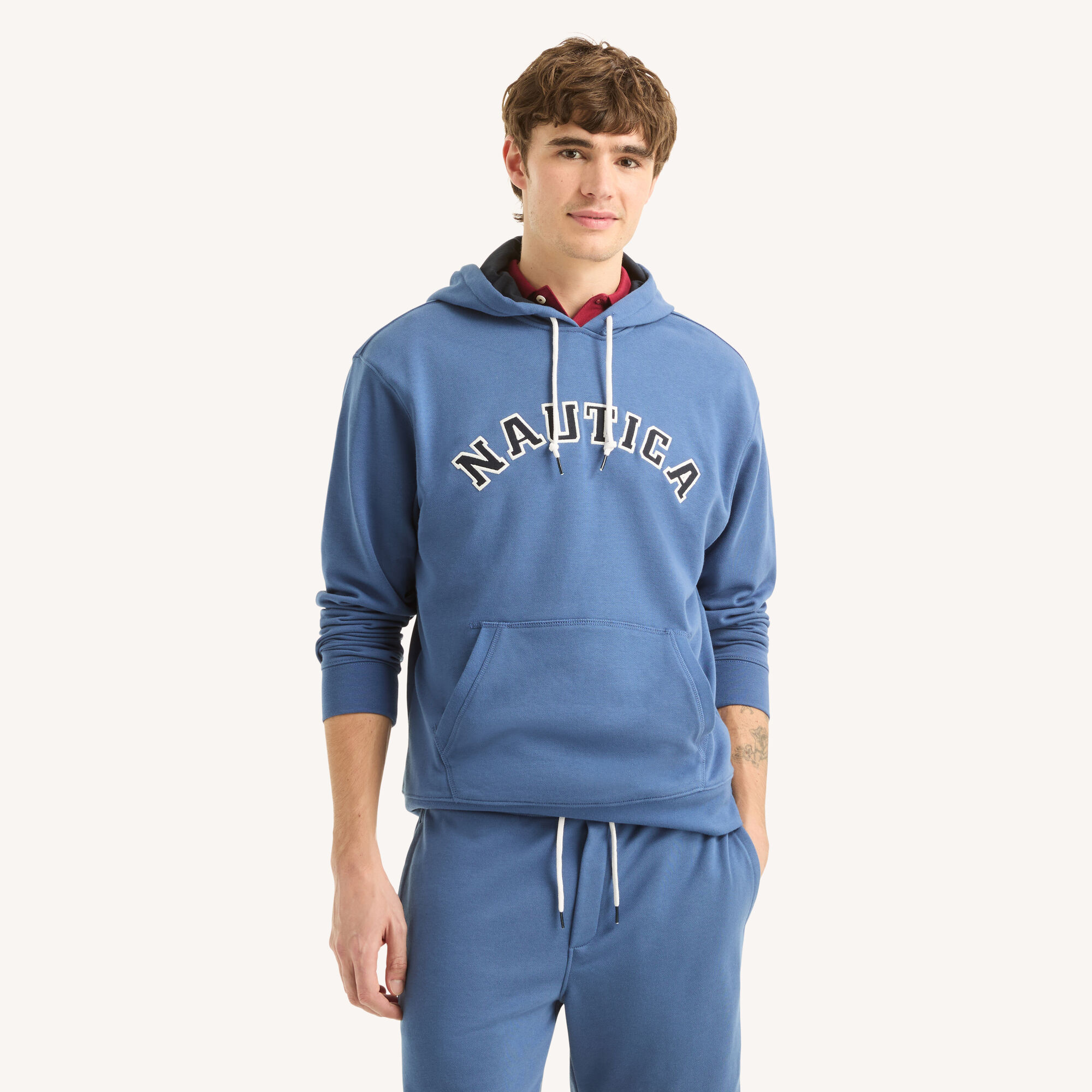 Nautica Men's Fleece Logo Hoodie 441 (Nite Sea Heather), L