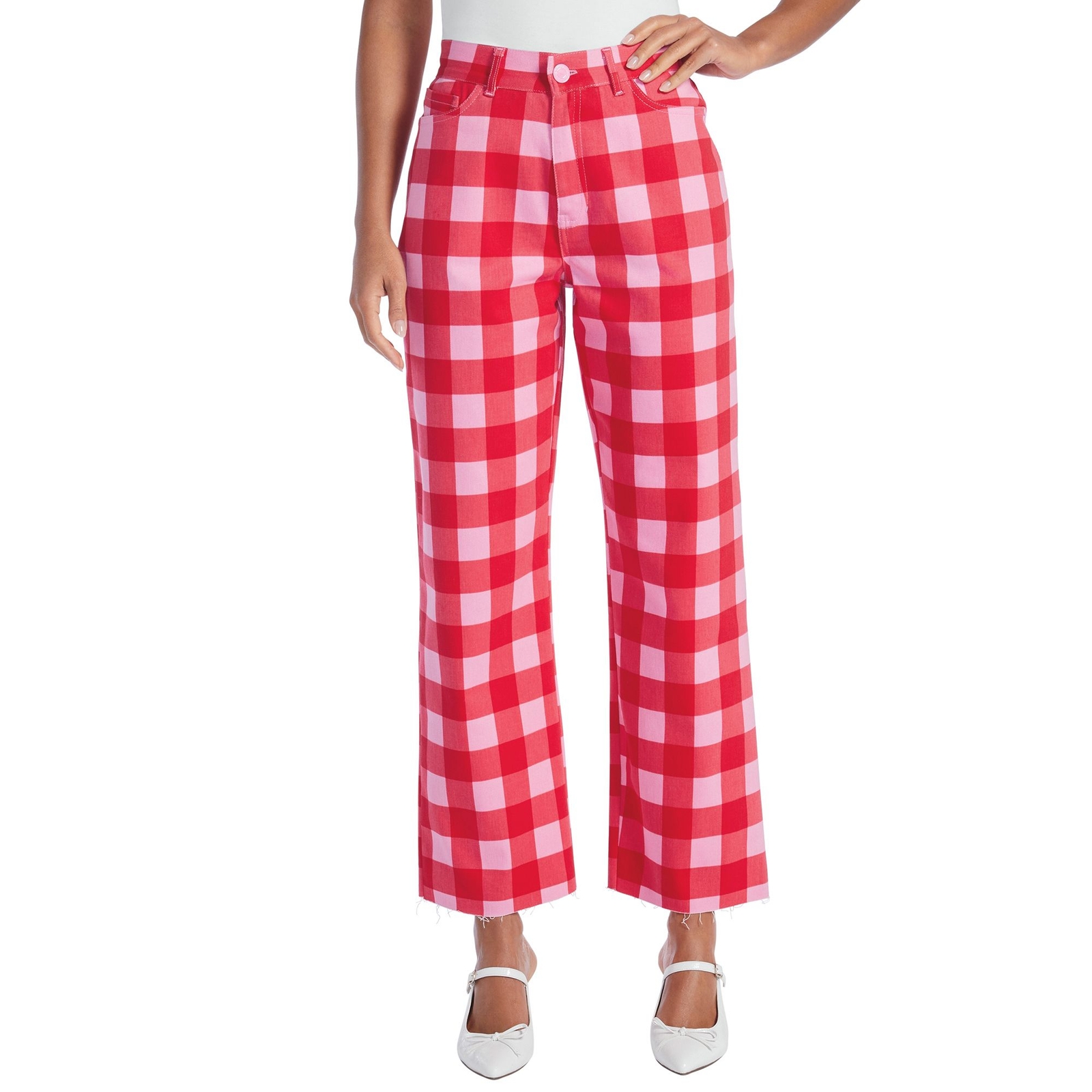 Masseys High-Rise Relaxed Ankle Jean (Size 28W) Red, Cotton,Elastine