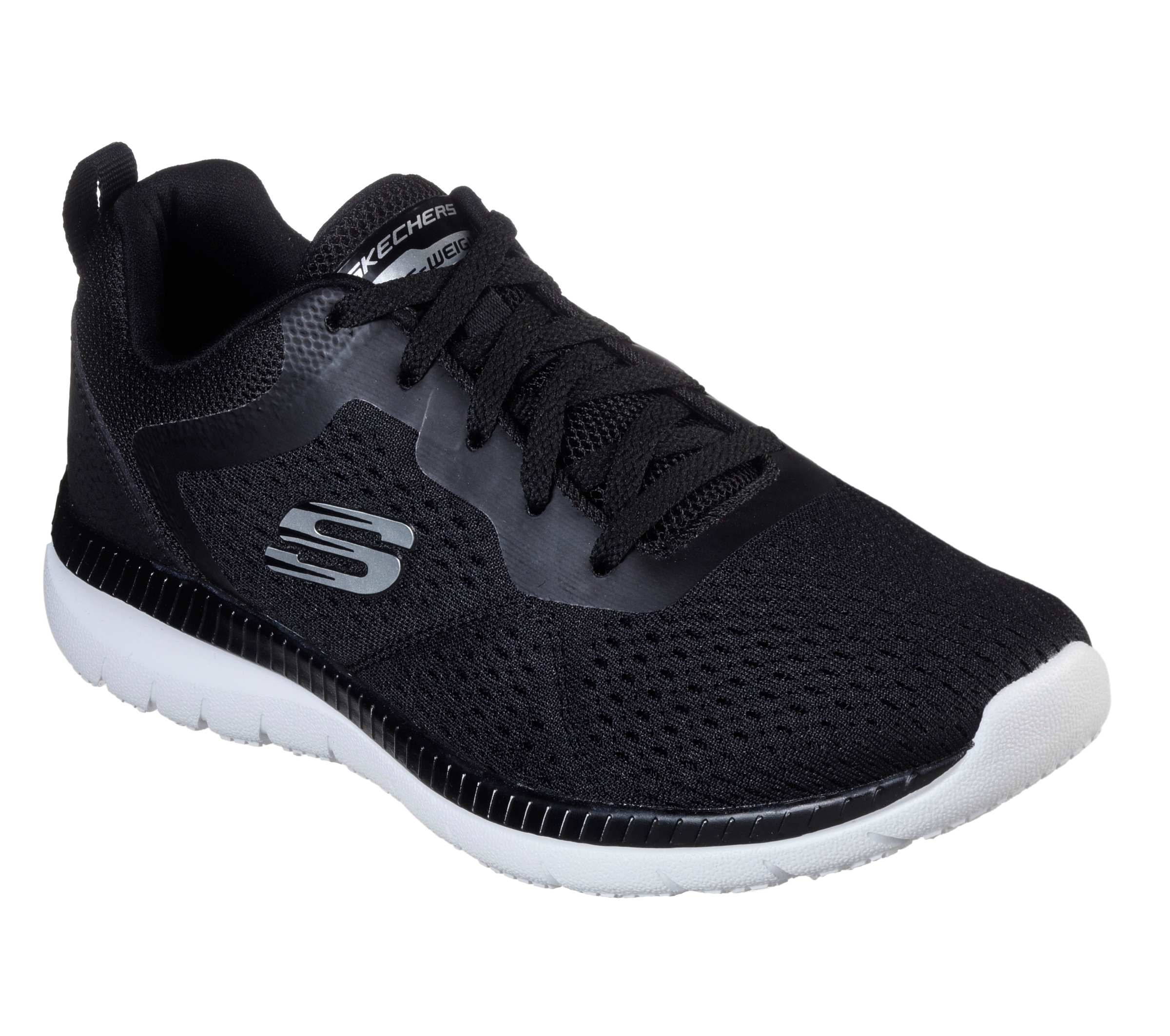 Berufsschuh SKECHERS "BOUNTIFUL - QUICK PATH", Damen, Gr. 36, schwarz, Lederimitat, Textil, Schuhe, Freizeitschuh, Halbschuh, Schnürschuh mit gepolsterter Innensohle