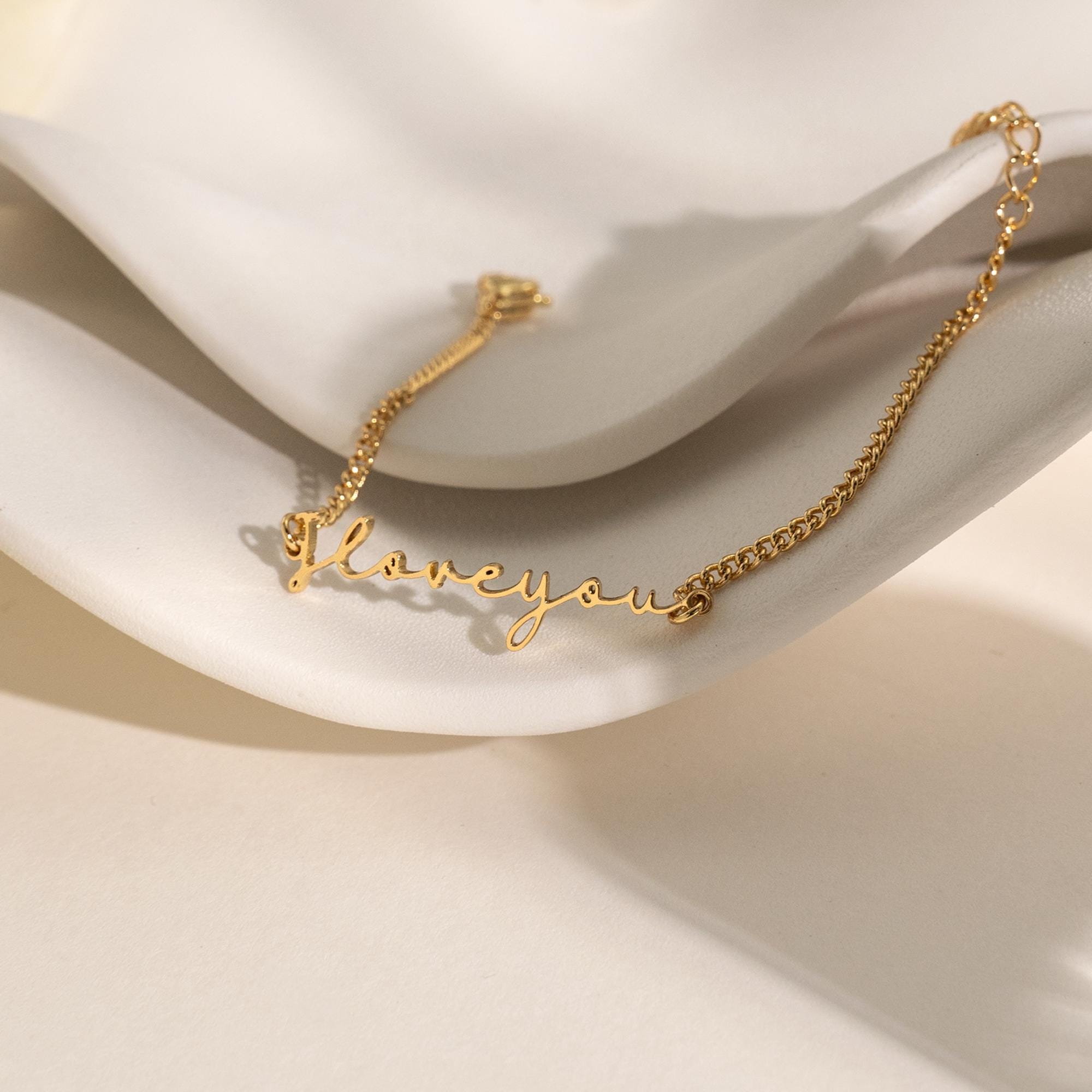 Bracciale con nome personalizzato da donna, bracciale con nome personalizzato in oro 18 carati, gioielli con nome minimalisti, gioielli con nome, rega