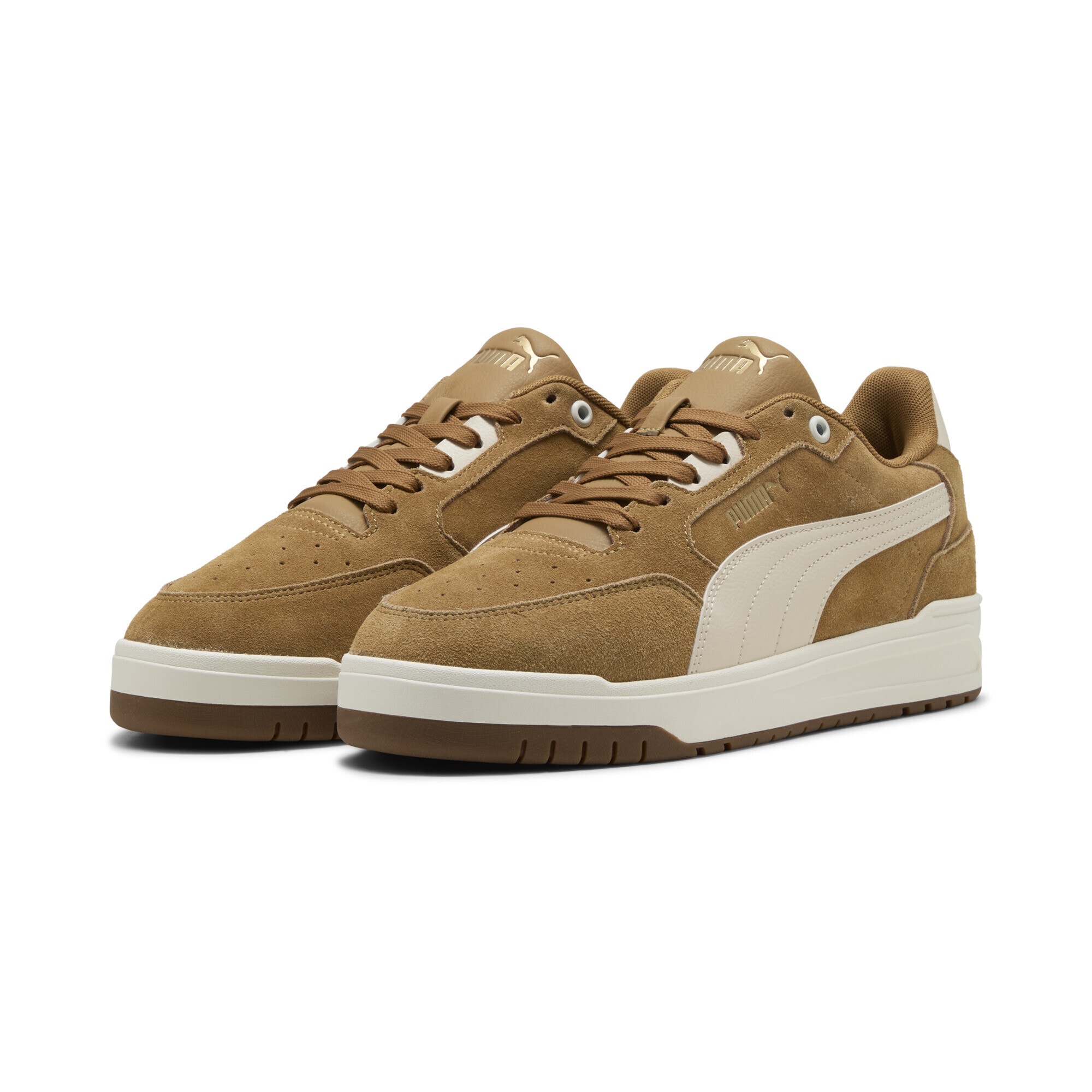 Sneaker PUMA "Shuffle Downtown Sneakers Erwachsene", Damen, Gr. 44,5, coffee milk alpine snow beige weiß, Obermaterial: Textil, Synthetik, Kuhleder; Futter: Textil; Innensohle: Textil; Laufsohle: Gummi, Schuhe Sneaker