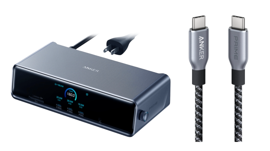 Anker Prime Docking Station (14-in-1, Dreifach-Display, MST) + Anker Prime USB-C auf USB-C Kabel (90cm, 240W, Upcycled-Flechtdesign) Image