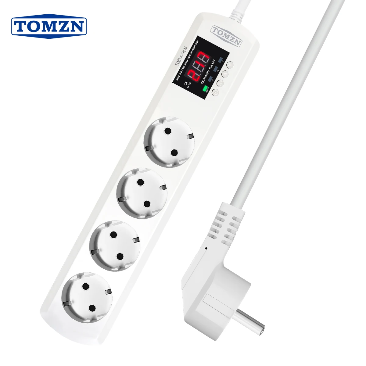 TOMZN TOSVA-16LM EU-Steckdose, 4 AC-Steckdosen, automatischer Spannungsstromschutz, 220 V, verstellbar, 16 A, Schutzwand Image