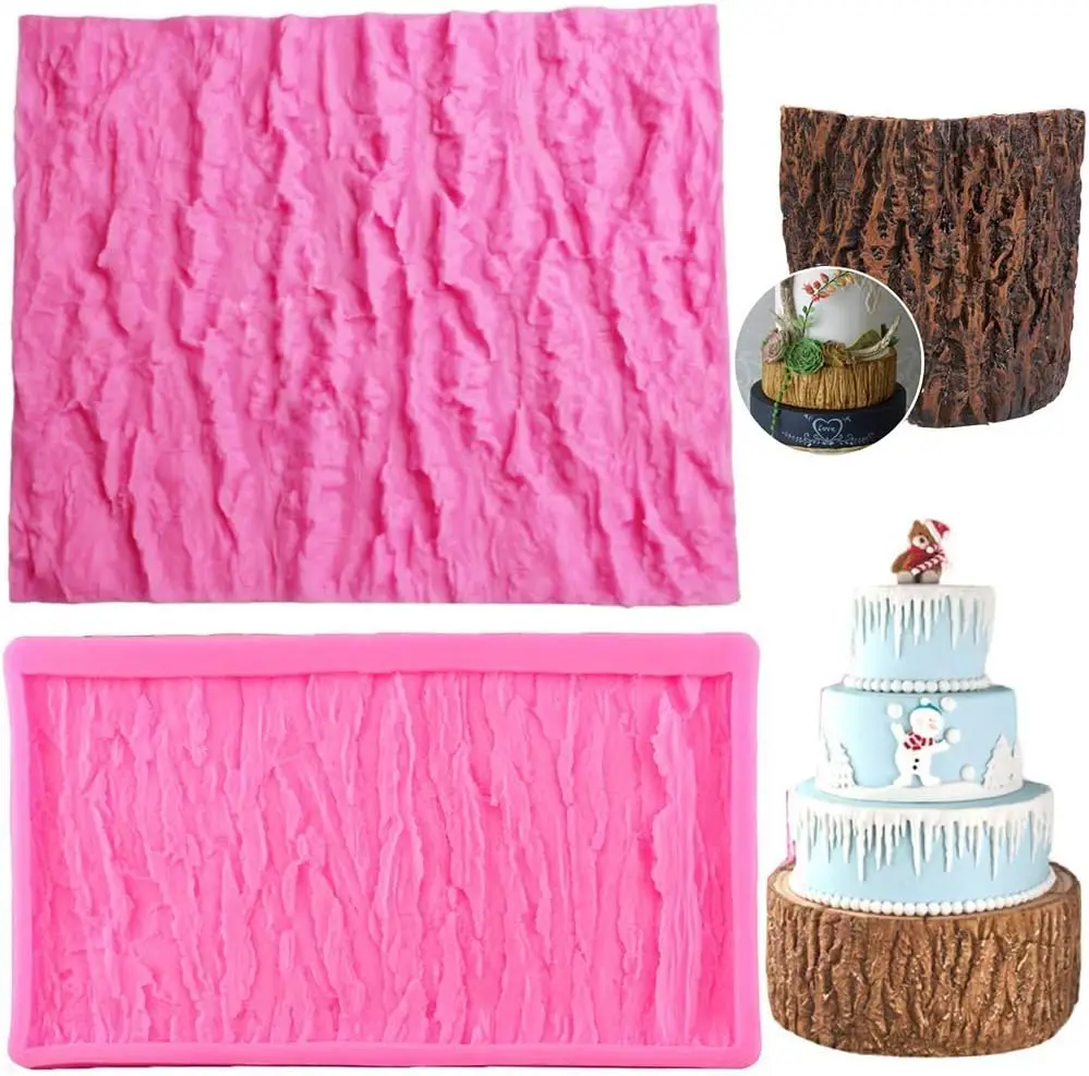 Baum Rinde Kuchen Fondant Silikon Formen Baumstumpf Fondant Impression Textur Matte Kuchen Grenze Dekorieren Werkzeug Backen Zubehör Image