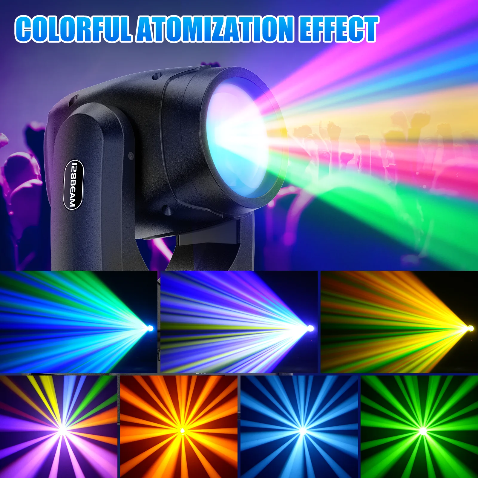 U'King 150W Strahl Moving Head Licht DMX512 Mini LED Bühnenlichtstrahl + Spot + 18 rotierende Prismen Effektlicht für DJ Disco Hochzeit Image