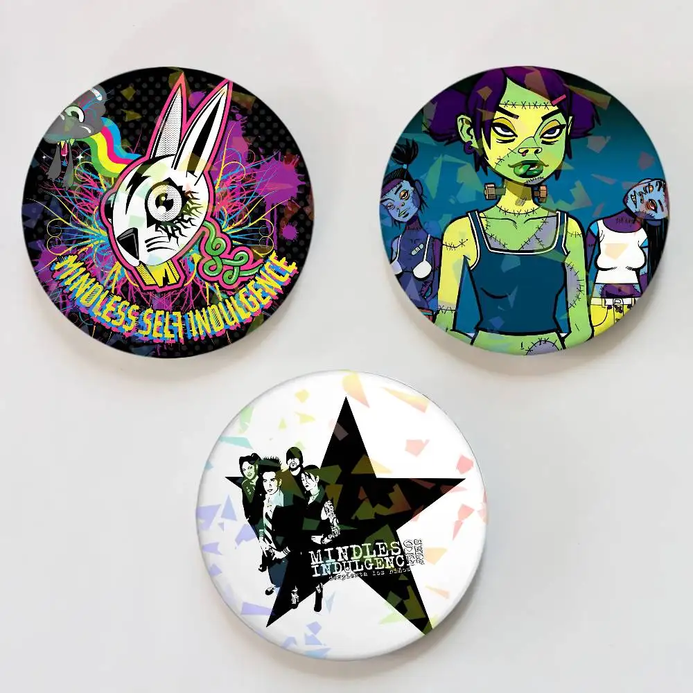 Punk Band M-Mindless Selbst Indulgence Runde Laser Abzeichen Brosche Kleidung Rucksack Zubehör Revers Dekoration Geschenk