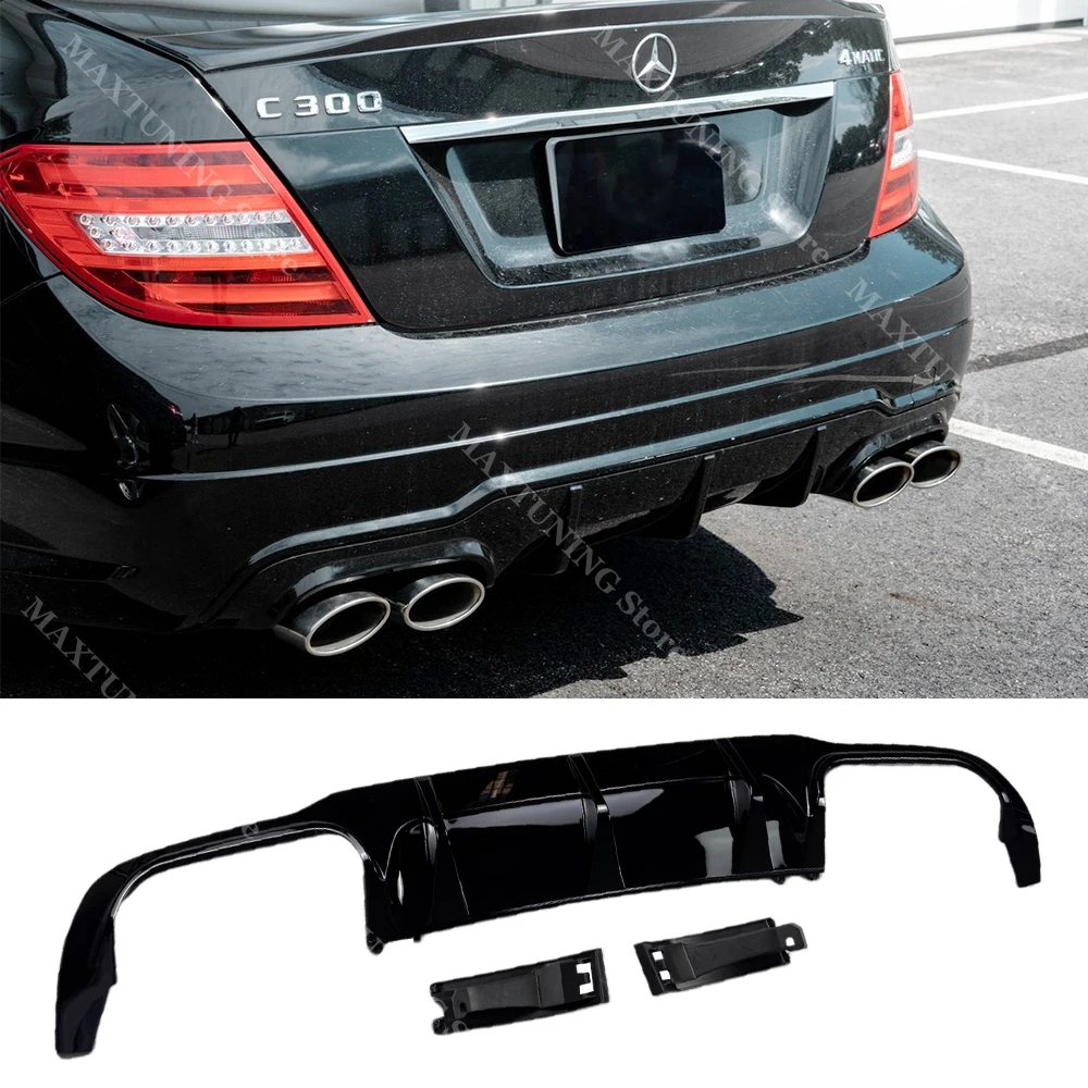Diffusore paraurti posteriore stile C63 per Mercedes Benz Classe C W204 C204 C63 AMG-Line 2011-2014 Decorazione splitter spoiler personalizzato