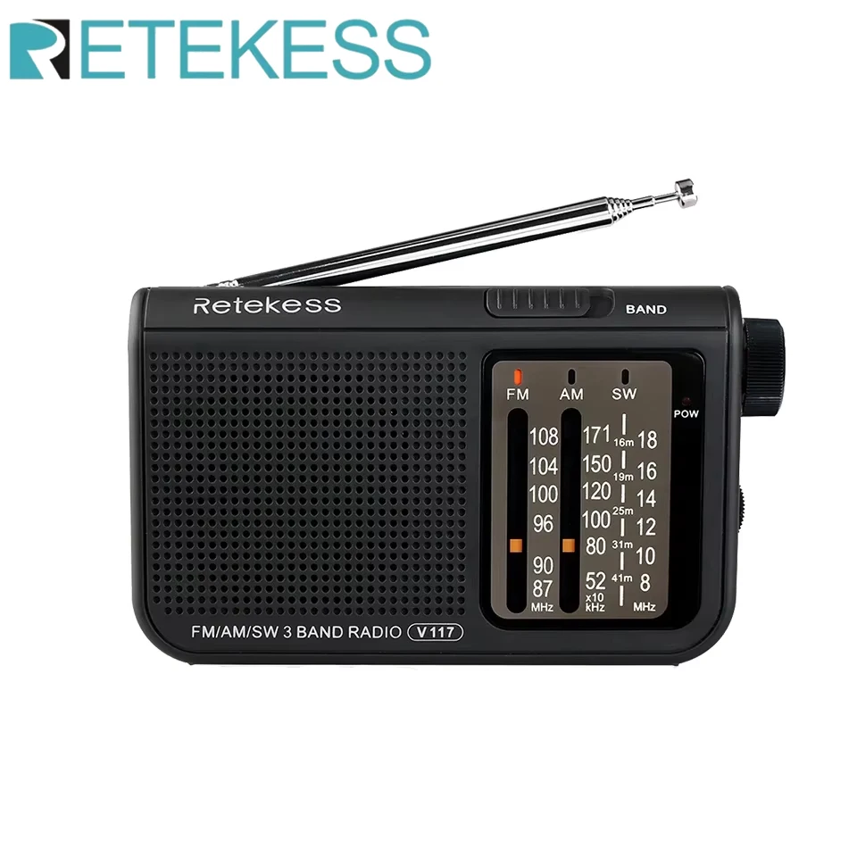RETEKESS V117 Radio FM Tragbare Radios AM FM SW All Waves Radio Multiband Kurzwelle Vollband-Radio Transistor Batteriebetrieben Image