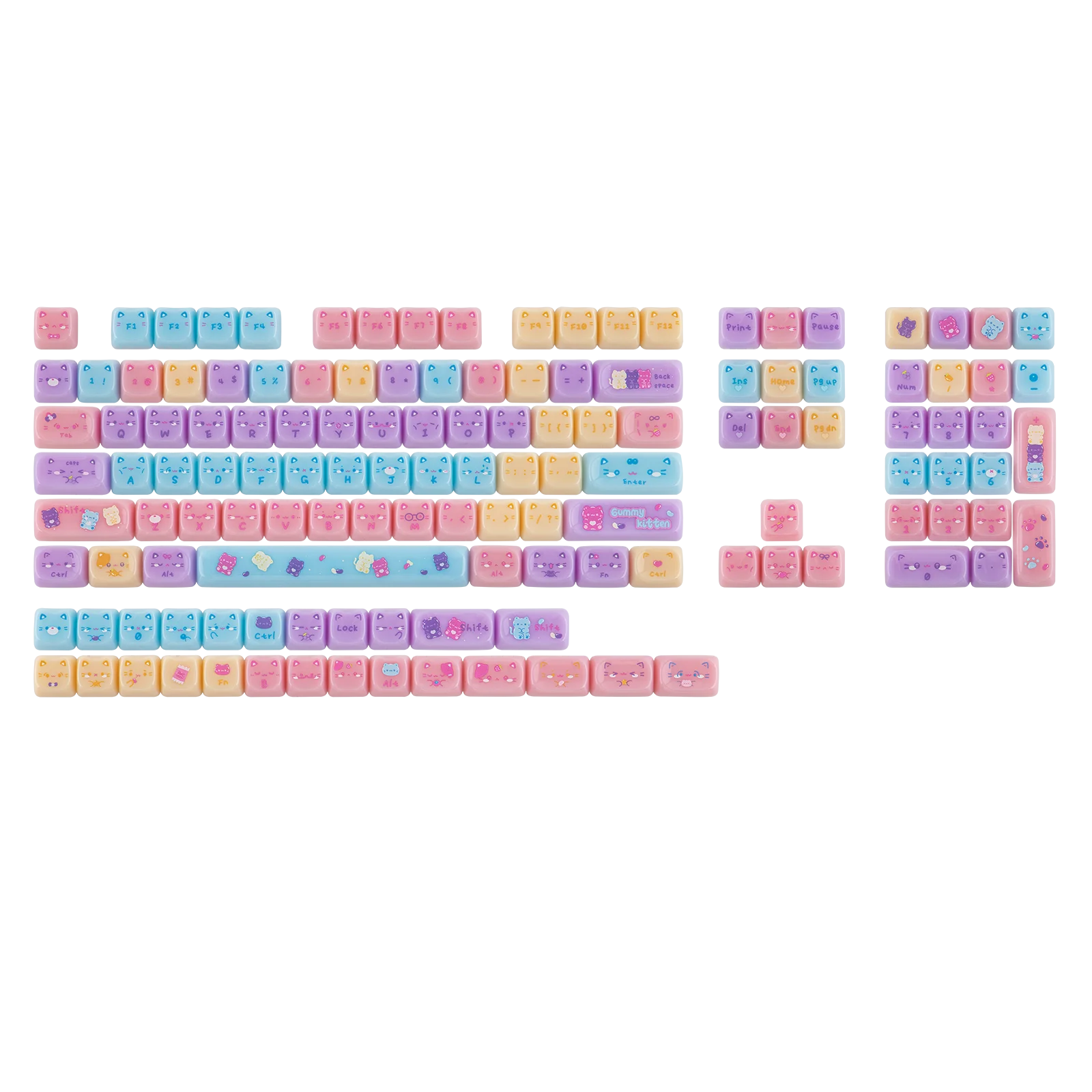 KiiBOOM Meow Pudding PC Translucent Keycap Set 134 MAO Profiltasten für 60 %/65 %/75 %/TKL/96 %/Vollgroße mechanische Tastatur Image