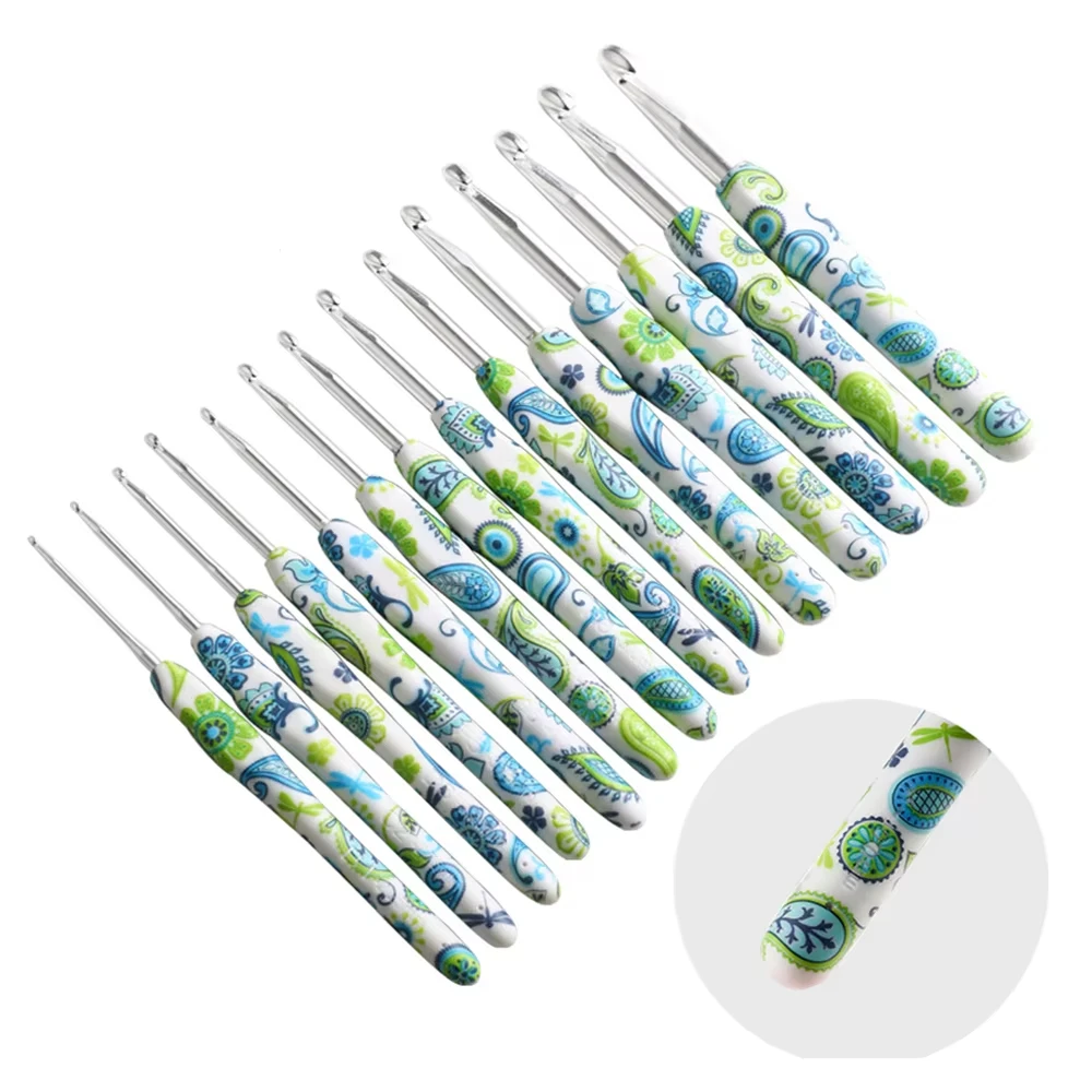 1pc Aluminium Häkelnadeln Cashew Blume Häkeln Nadeln 2,25-10MM Ergonomische Grip Anfänger Nähen Zubehör Image