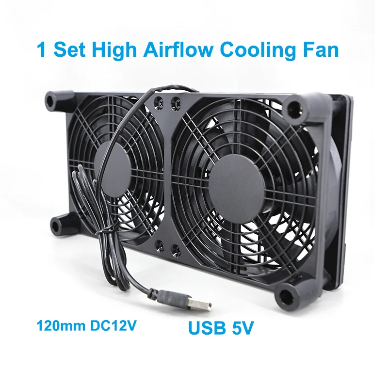 1 Set High Airflow Lüfter Für Router Modem Empfänger 120mm DC12V USB Powered PC Router Fans Mit Schalter kabel q1 Image